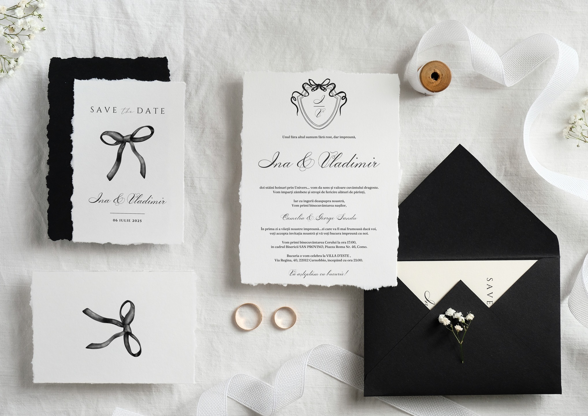 Invitație Eleganta Neagră